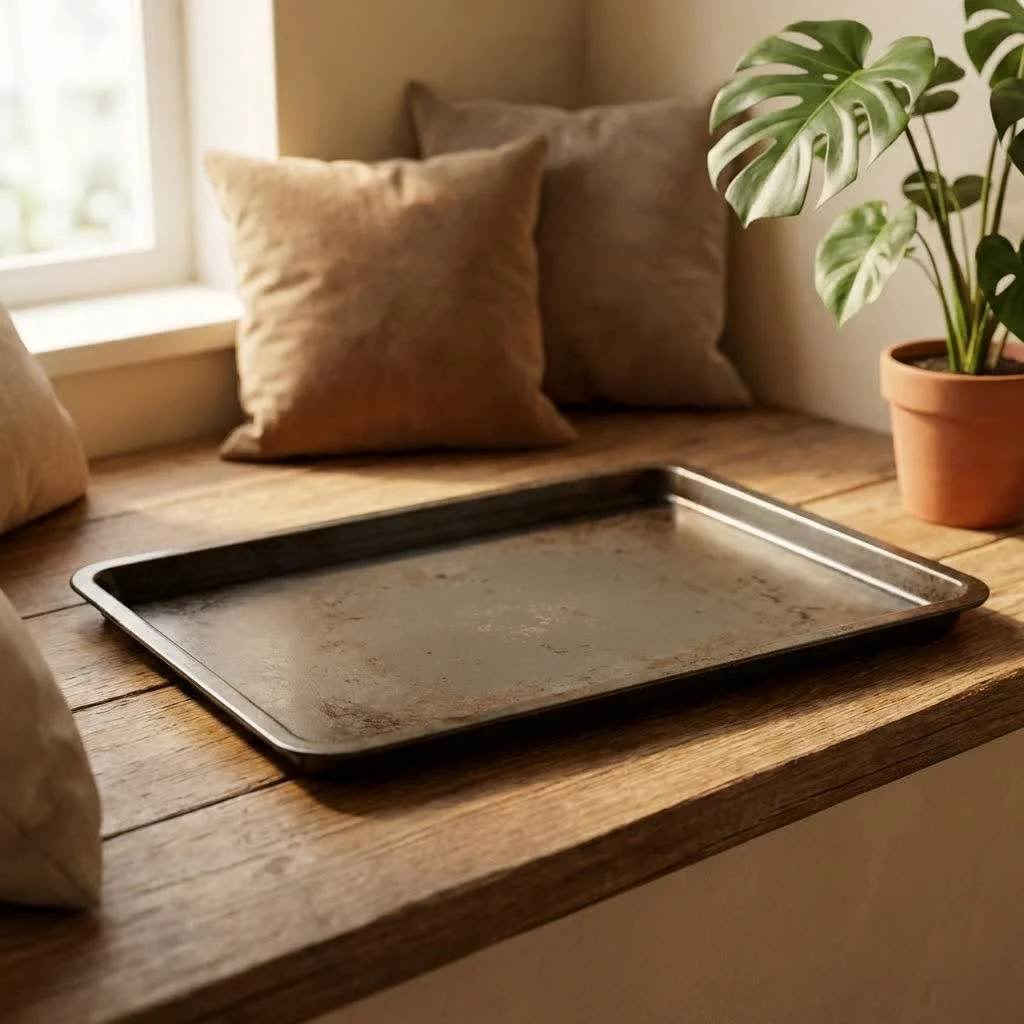 Heart baking tray with baked goods